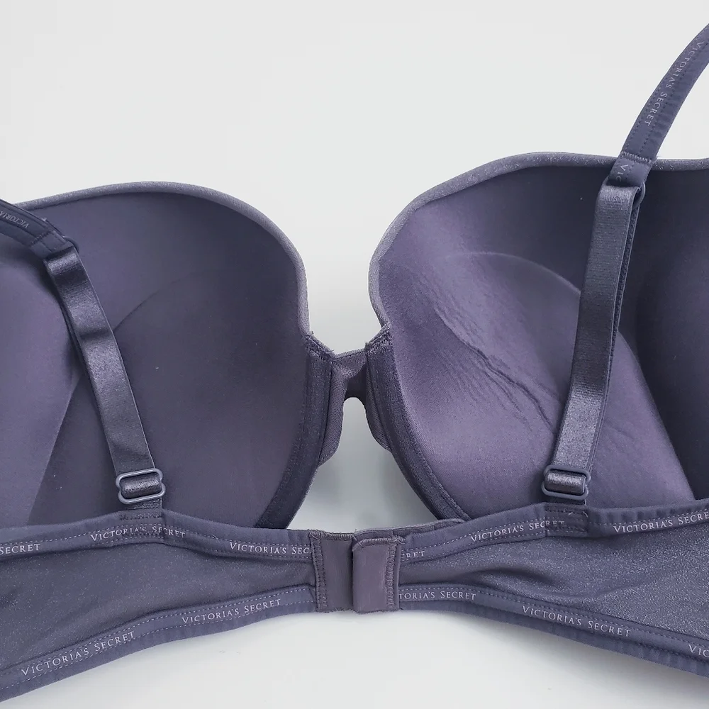 Victorias Secret T-Shirt Pushup Plunge Purple Heathered Silver Bra